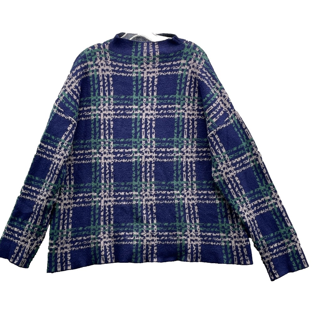 Cyrus Sweater Women's XL Blue Plaid Mock Neck Academia Corpcore Business 90's